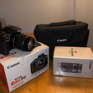 Black CANON eos rebel t6 perfect condition